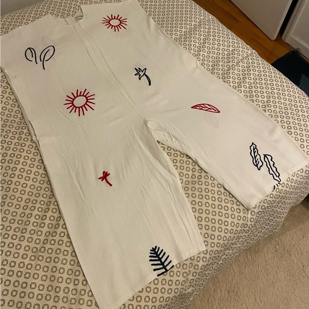 L.F. Markey Tuesday Jumpsuit with Red and Navy Embroidery - Picture 2 of 6